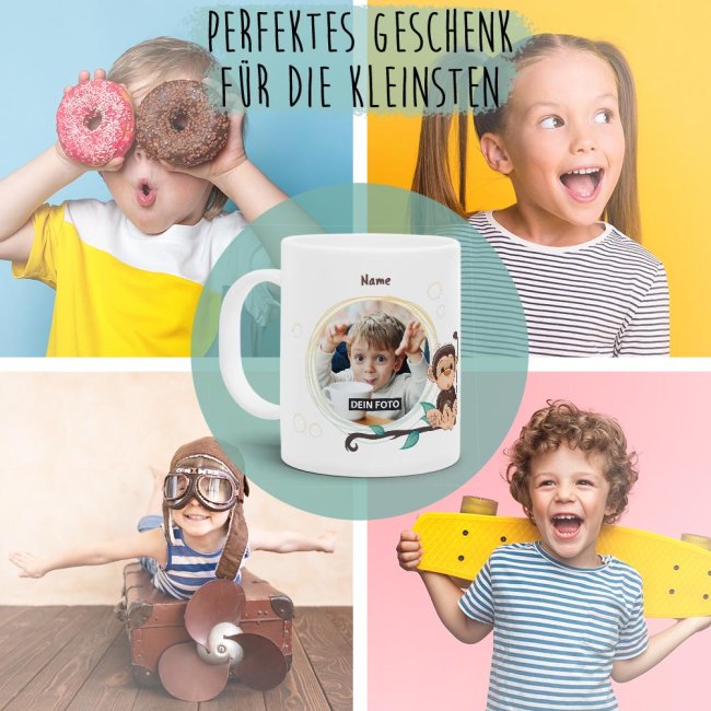 Fototasse f&uuml;r Kinder - Affe - mit Name und Foto personalisierbar - aus robustem Kunststoff