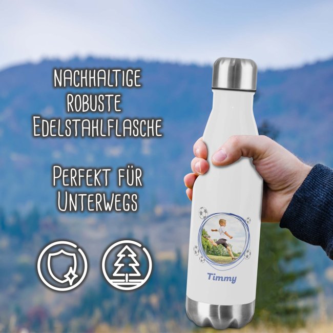 Trinkflasche aus Edelstahl f&uuml;r Kinder - mit Bild und Name - verschiedene Rahmen