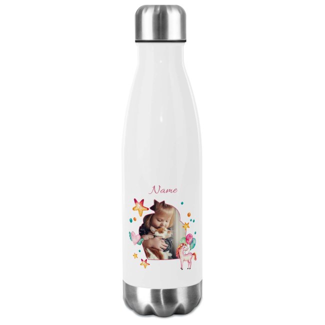 Trinkflasche aus Edelstahl f&uuml;r Kinder - mit Bild und Name - Rahmen Cupcakeform - 500 ml