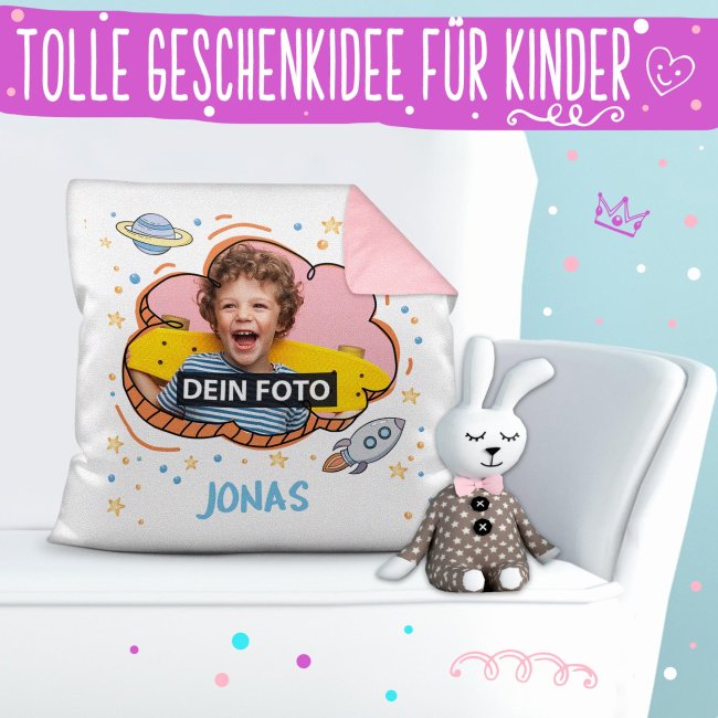 Kinder-Kissen - Rakete - mit Kinderfoto selbst gestalten