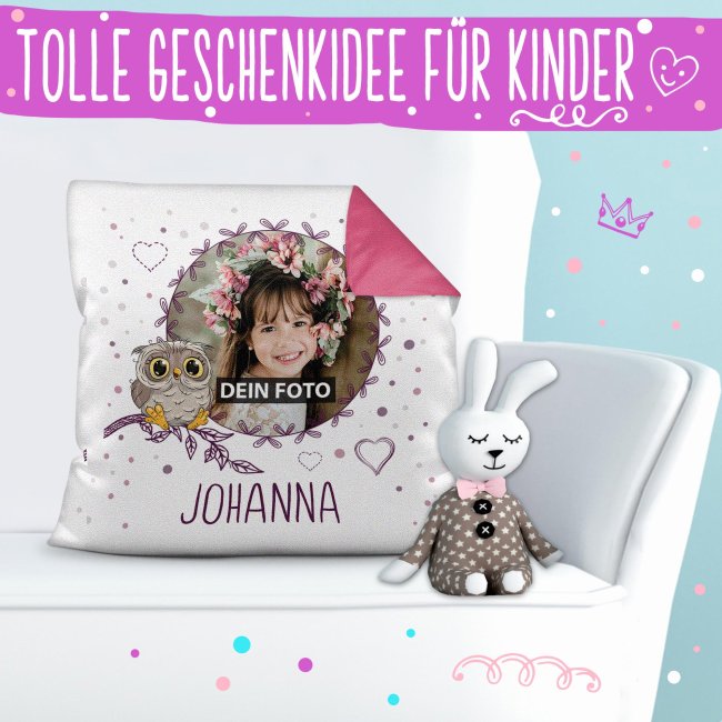 Kinder-Kissen - Eule - mit Kinderfoto selbst gestalten