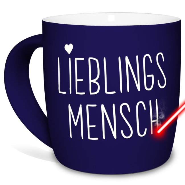 Tasse mit Lasergravur - Lieblingsmensch - Blau