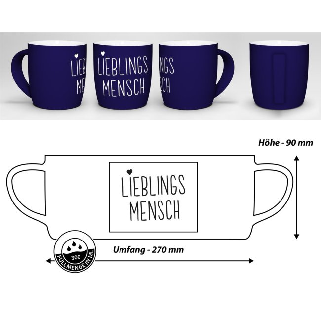 Tasse mit Lasergravur - Lieblingsmensch - Blau