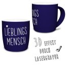 Tasse mit Lasergravur - Lieblingsmensch - Blau