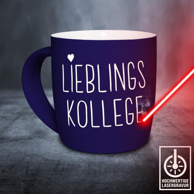 Tasse mit Lasergravur - Lieblingskollege - Blau