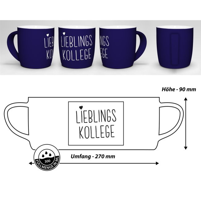 Tasse mit Lasergravur - Lieblingskollege - Blau