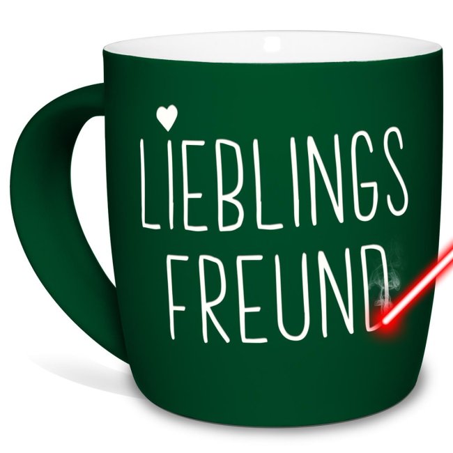 Tasse mit Lasergravur - Lieblingsfreund - Gr&uuml;n