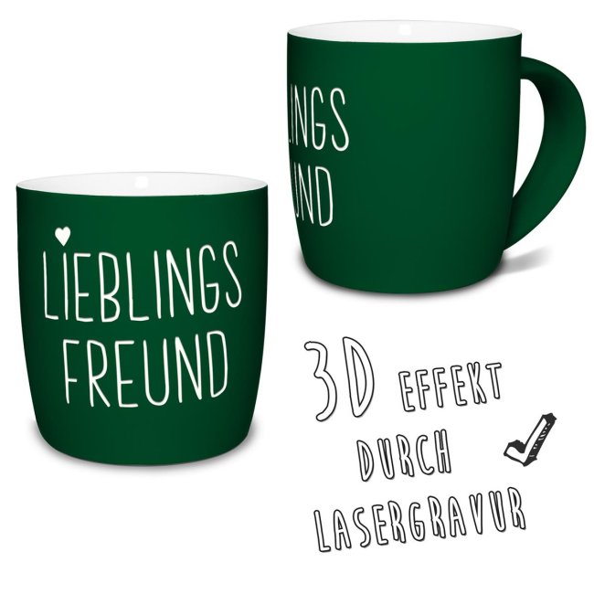 Tasse mit Lasergravur - Lieblingsfreund - Gr&uuml;n