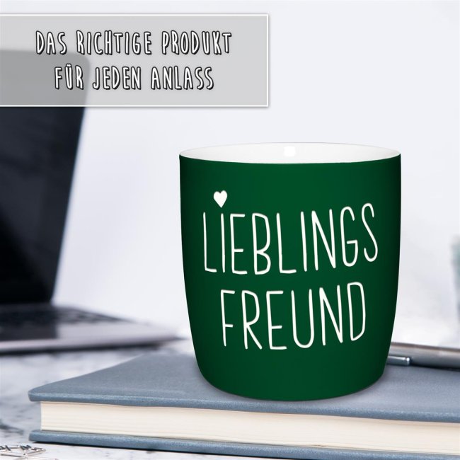 Tasse mit Lasergravur - Lieblingsfreund - Gr&uuml;n