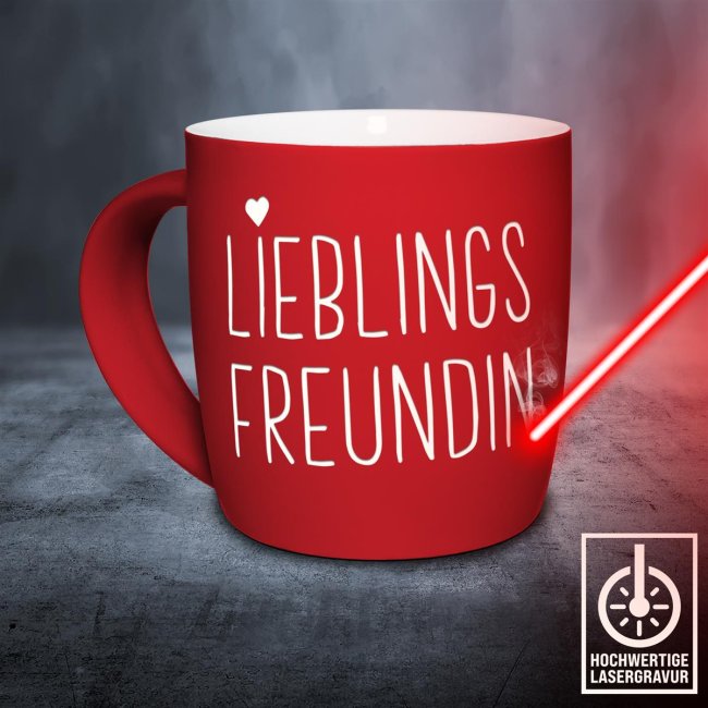 Tasse mit Lasergravur - Lieblingsfreundin - Rot