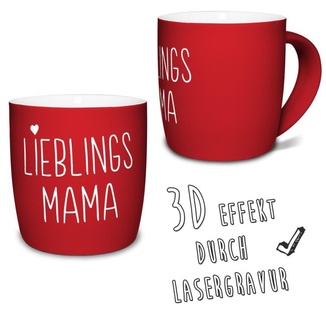 Tasse mit Lasergravur - Lieblingsmama - Rot