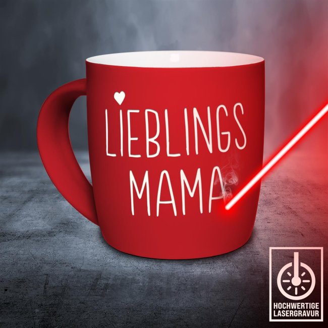 Tasse mit Lasergravur - Lieblingsmama - Rot