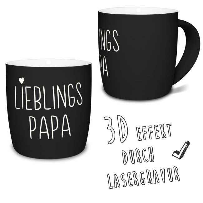 Tasse mit Lasergravur - Lieblingspapa - Schwarz