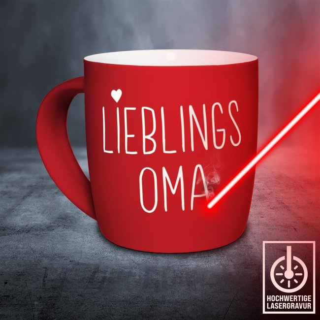 Tasse mit Lasergravur - Lieblingsoma - Rot