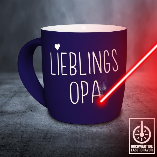 Tasse mit Lasergravur - Lieblingsopa - Blau