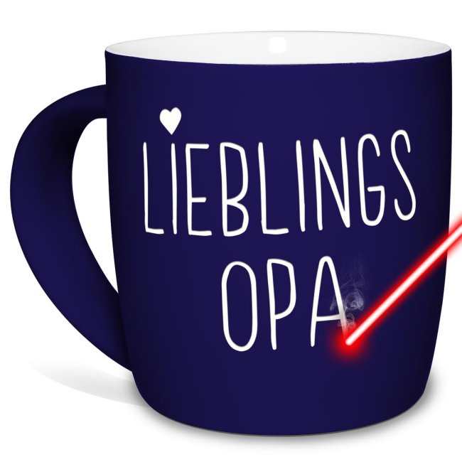 Tasse mit Lasergravur - Lieblingsopa - Blau