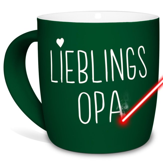 Tasse mit Lasergravur - Lieblingsopa - Gr&uuml;n