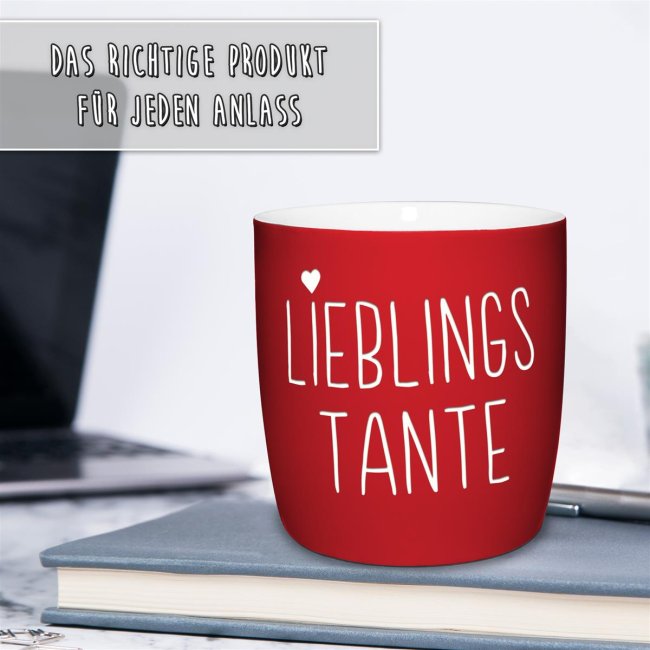 Tasse mit Lasergravur - Lieblingstante - Rot