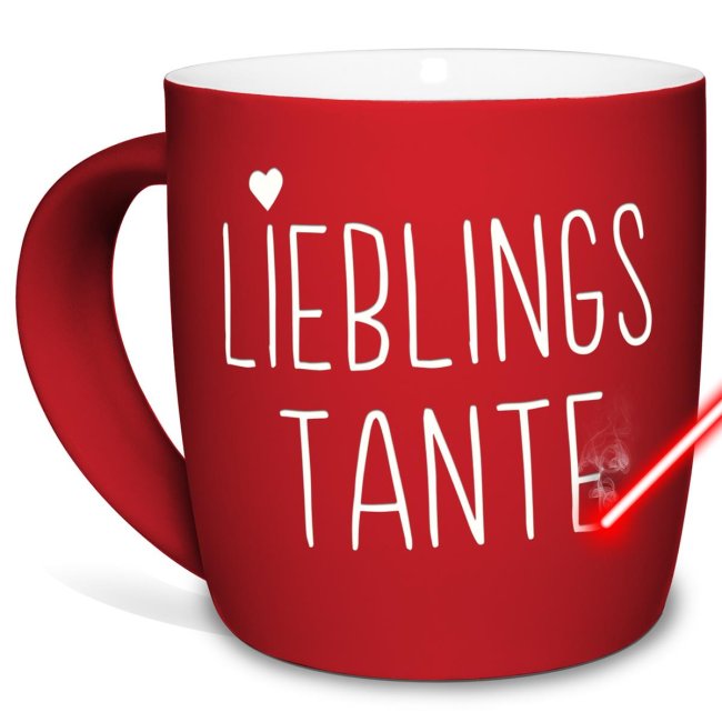 Tasse mit Lasergravur - Lieblingstante - Rot