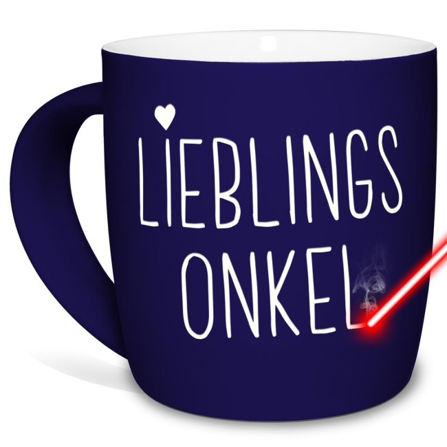 Tasse mit Lasergravur - Lieblingsonkel - Blau