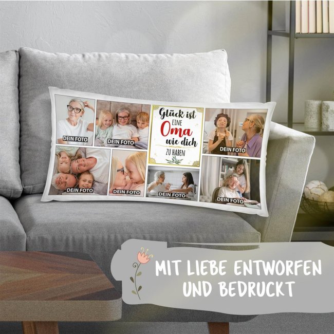 XXL Kissen - Fotocollage mit 7 Fotos - Gl&uuml;ck ist - Oma