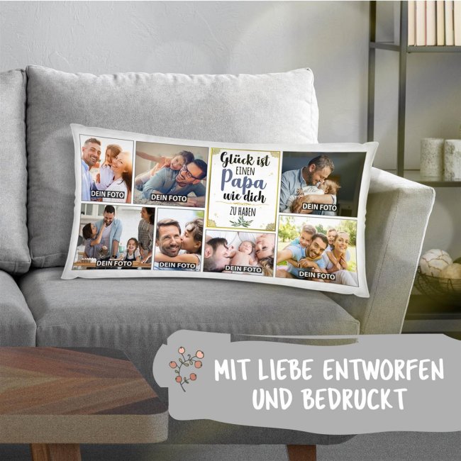 XXL Kissen - Fotocollage mit 7 Fotos - Gl&uuml;ck ist -  Papa