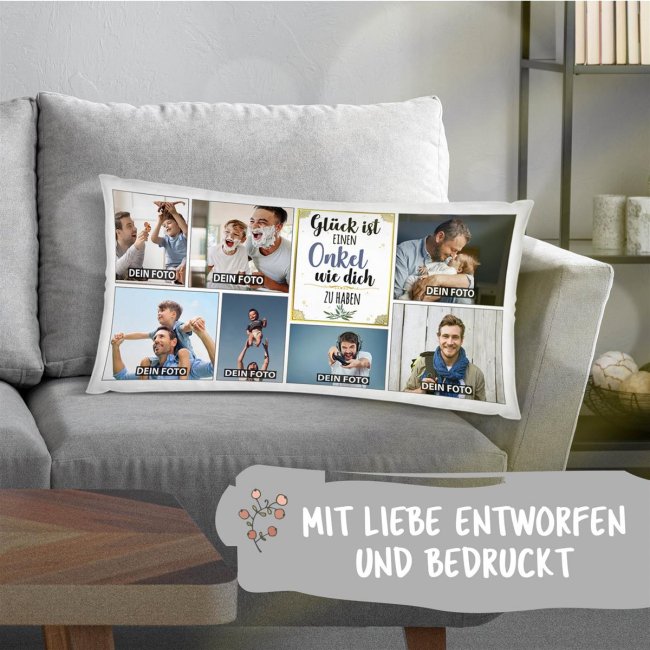 XXL Kissen - Fotocollage mit 7 Fotos - Gl&uuml;ck ist -  Onkel