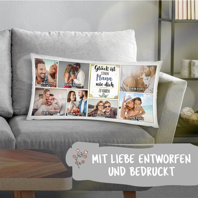 XXL Kissen - Fotocollage mit 7 Fotos - Gl&uuml;ck ist -  Mann