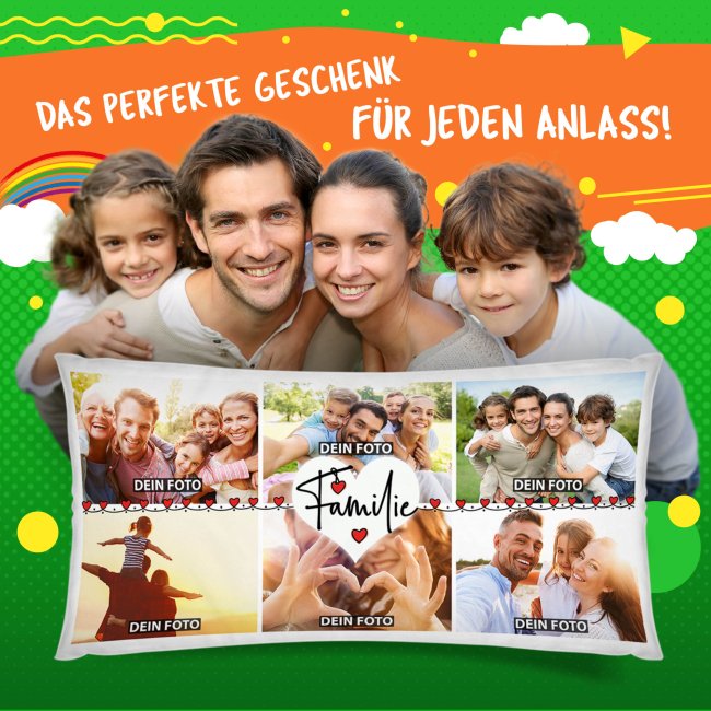 XXL Kissen - Fotocollage mit 6 Fotos - Familie