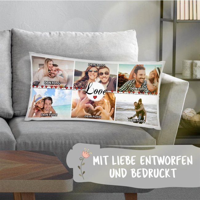 XXL Kissen - Fotocollage mit 6 Fotos - Love