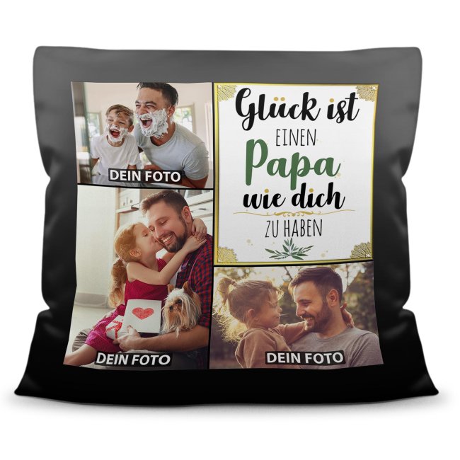 Satinkissen f&uuml;r M&auml;nner - Gl&uuml;ck ist - Papa