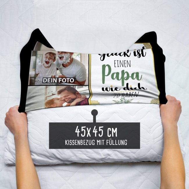 Satinkissen f&uuml;r M&auml;nner - Gl&uuml;ck ist - Papa