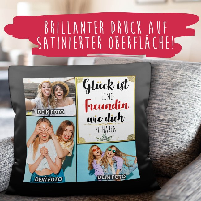 Satinkissen f&uuml;r Frauen - Gl&uuml;ck ist - Freundin