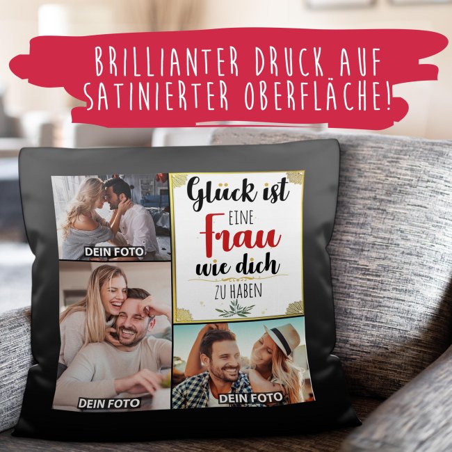 Satinkissen f&uuml;r Frauen - Gl&uuml;ck ist - Frau