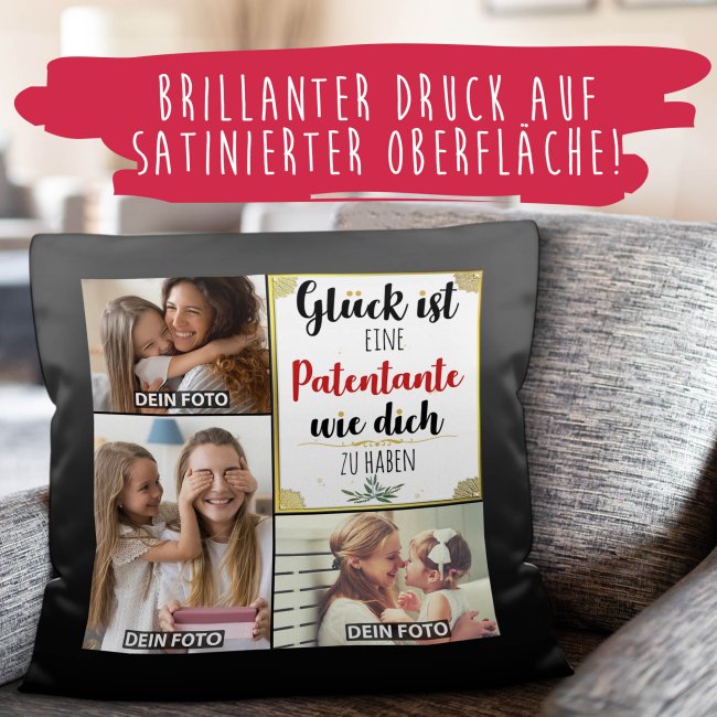 Satinkissen f&uuml;r Frauen - Gl&uuml;ck ist - Patentante