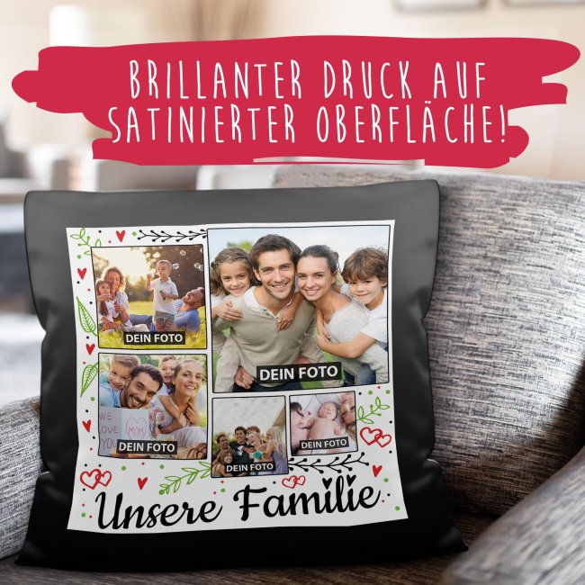 Satinkissen mit Fotocollage - Familie