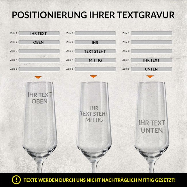 Sektglas mit Gravur mit Wunschtext gestalten