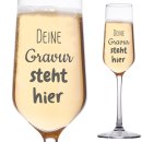 Sektglas mit Gravur mit Wunschtext gestalten