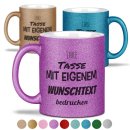 Glitzertasse selbst gestalten mit Wunschtext -...