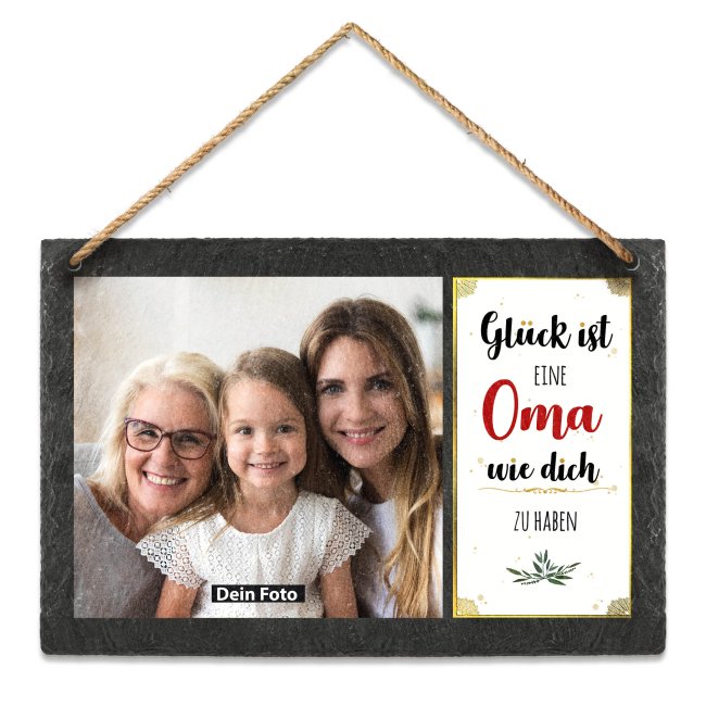Schieferplatte für Oma mit Fotos gestalten - zum Aufhängen