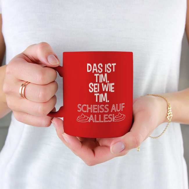 Oki Tasse_Gravur_Sei wie X, schei&szlig; auf alles_TEXTPERSO-1