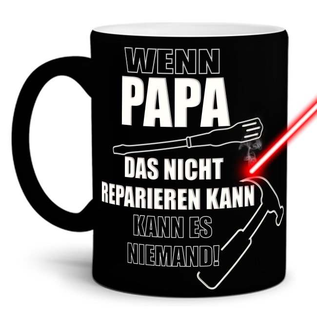 Tasse mit Gravur - Wenn Papa es nicht reparieren kann - Schwarz