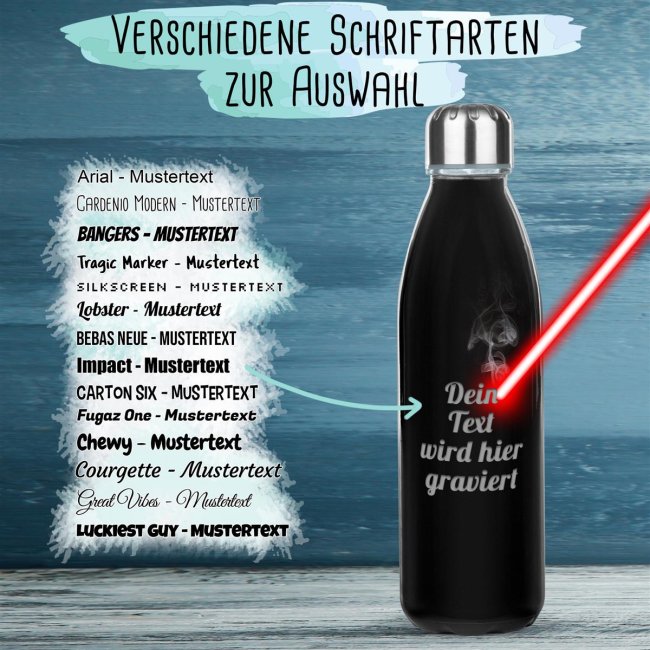 Glas-Trinkflasche gravieren mit Wunschtext - 650 ml