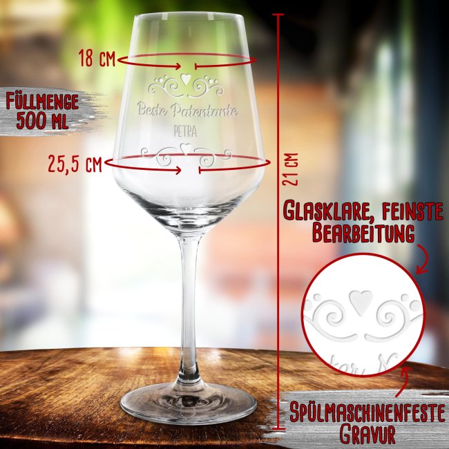 Rotweinglas mit Gravur - Beste Patentante
