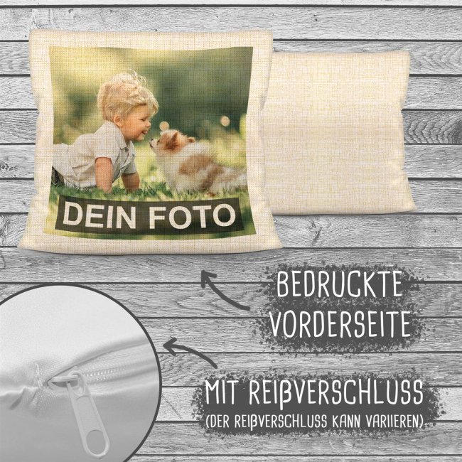 Kissen selbst gestalten - Leinen-Optik , natur - mit F&uuml;llung