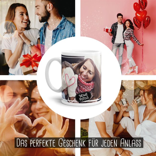 Tasse mit Fotocollage f&uuml;r 2 Fotos - Wei&szlig;