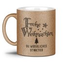 Glitzertasse Weihnachten - Du widerliches Stinktier! - Gold