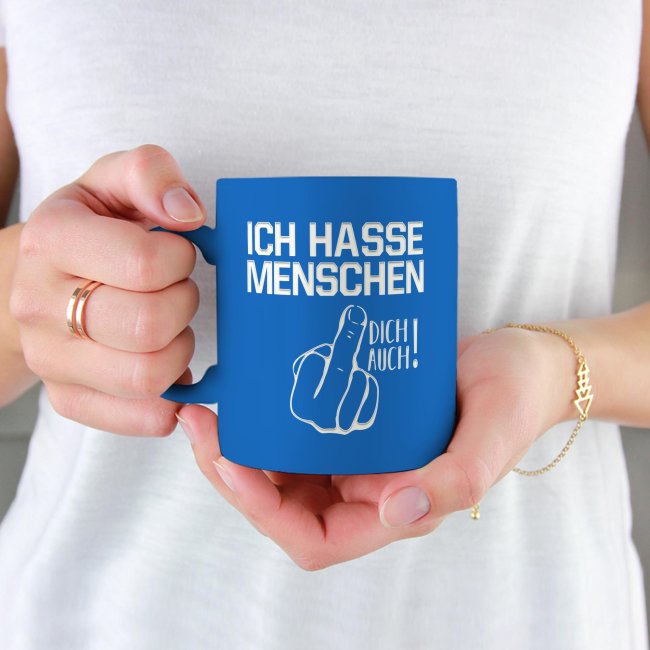 Neon Tasse mit Gravur - Ich hasse Menschen