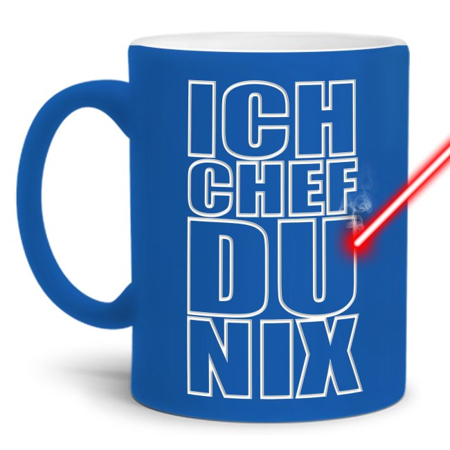 Neon Tasse mit Gravur - Ich Chef, du nix