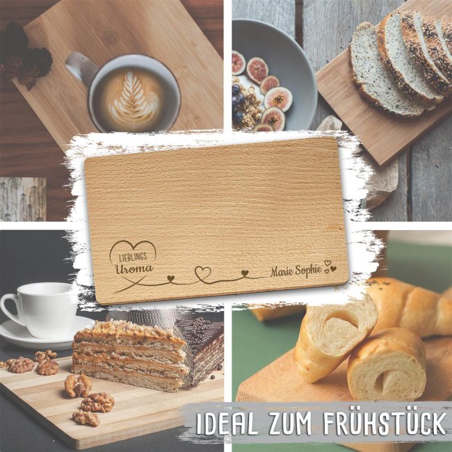 Holzbrett mit Gravur - Lieblings-Uroma - mit Wunschname
